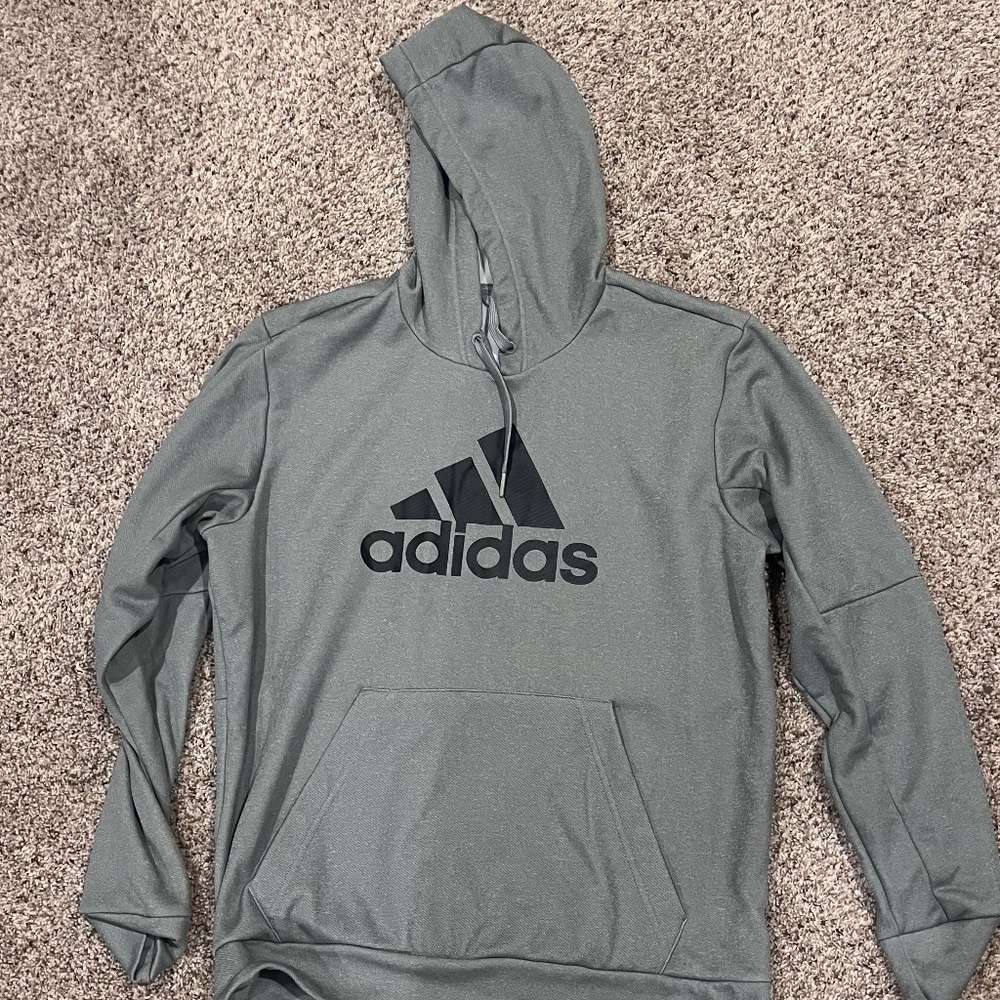Adidas Grey L Hoodie w/texture on logo